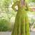 faux georgette bandhani printed gown with kutchi patch work  12 meter flair full sleeves festive ethnic gown 