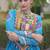 faux georgette bandhani printed gown with kutchi patch work  12 meter flair full sleeves festive ethnic gown 