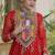 faux georgette bandhani printed gown with kutchi patch work  12 meter flair full sleeves festive ethnic gown 