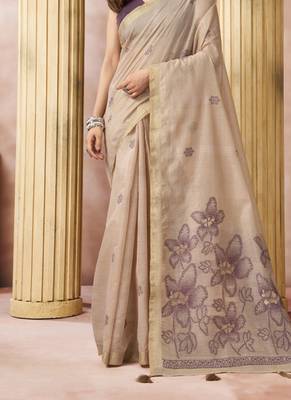 chiku cotton blend with tassels casul wear saree 2