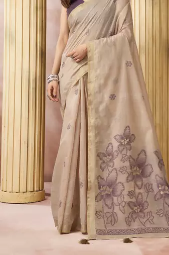 chiku cotton blend with tassels casul wear saree