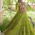 faux georgette bandhani printed gown with kutchi patch work  12 meter flair full sleeves festive ethnic gown 