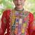 faux georgette bandhani printed gown with kutchi patch work  12 meter flair full sleeves festive ethnic gown 