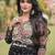 faux georgette bandhani print gown with kutchi patch work  12 meter flair full sleeves navratri festive gown 