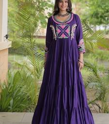 kora cotton multi thread embroidered mirror & real codi work gown  12 meter flair 4 layer stitching 