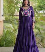 kora cotton multi thread embroidered mirror & real codi work gown  12 meter flair 4 layer stitching 