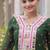 faux georgette laheriya printed gown with kutchi patch work  12 meter flair full sleeves festive ethnic gown 