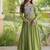 kora cotton multi thread embroidered gown with gota patti & real mirror work  full sleeves festive gown 