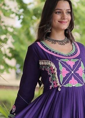 kora cotton multi thread embroidered mirror & real codi work gown  12 meter flair 4 layer stitching  5