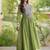kora cotton multi thread embroidered gown with gota patti & real mirror work  full sleeves festive gown 