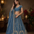 teal color Sequins and Zari Embroidery and Thread work silk blend Lehenga Choli set