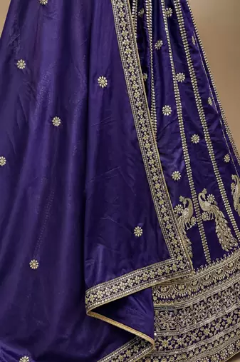 violet color Sequins and Zari Embroidery and Thread work silk blend Lehenga Choli set