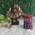 handcrafted royal blue & orange fabric elephant jhumka & bangle combo set
