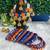 handcrafted royal blue & orange fabric elephant jhumka & bangle combo set