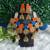  handcrafted royal blue & orange fabric elephant jhumka & bangle combo set