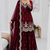 maroon color codding embroidery sequins work satin kurti sharara set