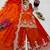 orange color codding embroidery sequins work satin kurti sharara set