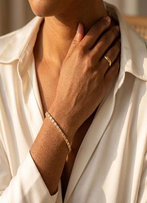 Elegant Gold Tone Baguette CZ Tennis Bracelet for Women, Minimalist Crystal Bracelet for Wedding, Party & Everyday Wear 3