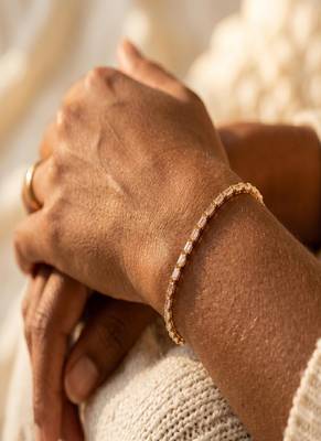 Elegant Gold Tone Baguette CZ Tennis Bracelet for Women, Minimalist Crystal Bracelet for Wedding, Party & Everyday Wear 5