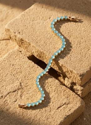 Elegant Aqua Blue CZ Tennis Bracelet for Women, Gold Tone Crystal Bracelet, Minimalist Jewelry for Wedding & Party 3