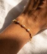 Elegant Gold Tone CZ Link Bracelet for Women, Delicate Crystal Jewelry, Minimalist Wedding Party Bracelet