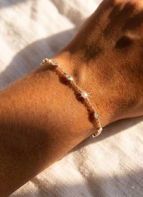 Elegant Gold Tone CZ Link Bracelet for Women, Delicate Crystal Jewelry, Minimalist Wedding Party Bracelet 2