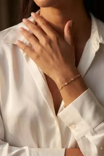 Elegant Gold Tone CZ Link Bracelet for Women, Delicate Crystal Jewelry, Minimalist Wedding Party Bracelet