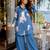 blue color brush floral digital print work silk blend shirt palazzo set