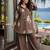 Brown Color Brush floral digital print work Silk Blend Shirt Palazzo Set