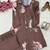 Brown Color Brush floral digital print work Silk Blend Shirt Palazzo Set