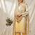 yellow color embroidery and mirror work silk blend salwar suit