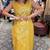 Yellow pure cotton mirror work bandhani printed kurta set