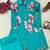 emerald color brush floral digital print work silk blend shirt palazzo set