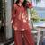 Orange Color Brush floral digital print work Silk Blend Shirt Palazzo Set
