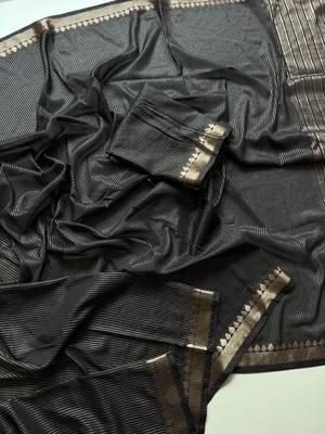 Black Color Jacquard Weaving Work Georgette Saree 3