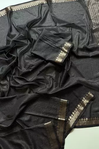 Black Color Jacquard Weaving Work Georgette Saree