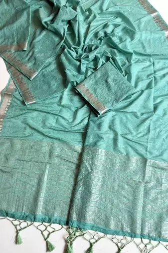 Blue Color Jacquard Weaving Work Georgette Saree