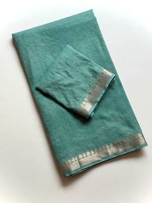 Blue Color Jacquard Weaving Work Georgette Saree 4