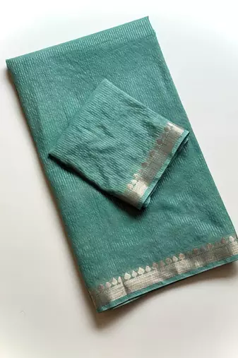 Blue Color Jacquard Weaving Work Georgette Saree