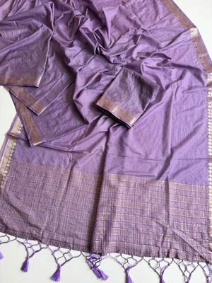 Lavender Color Jacquard Weaving Work Georgette Saree 2