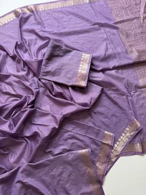 Lavender Color Jacquard Weaving Work Georgette Saree 3