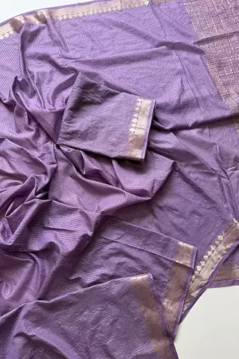 Lavender Color Jacquard Weaving Work Georgette Saree