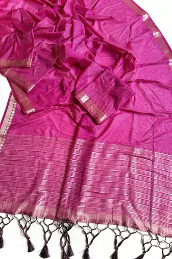 Pink Color Jacquard Weaving Work Georgette Saree