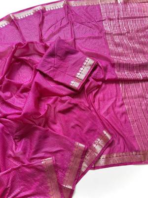 Pink Color Jacquard Weaving Work Georgette Saree 3