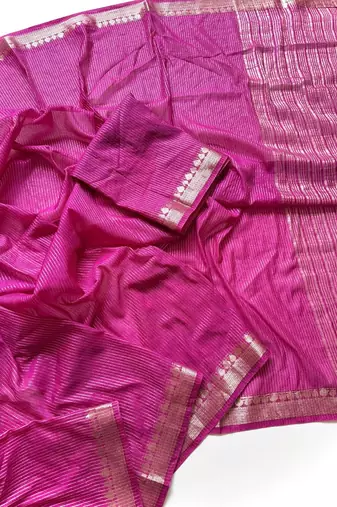 Pink Color Jacquard Weaving Work Georgette Saree