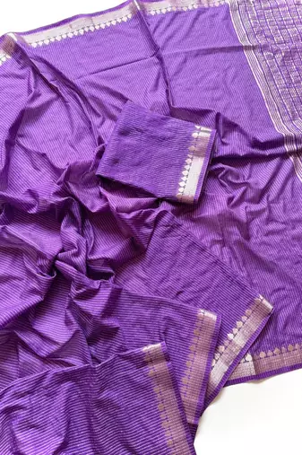 Purple Color Jacquard Weaving Work Georgette Saree