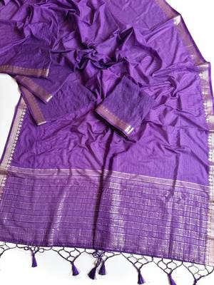 Purple Color Jacquard Weaving Work Georgette Saree 3