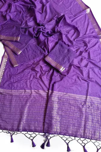 Purple Color Jacquard Weaving Work Georgette Saree