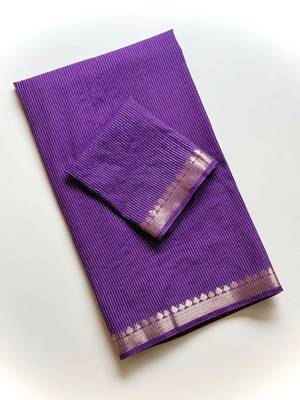 Purple Color Jacquard Weaving Work Georgette Saree 4