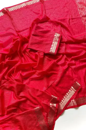 Red Color Jacquard Weaving Work Georgette Saree